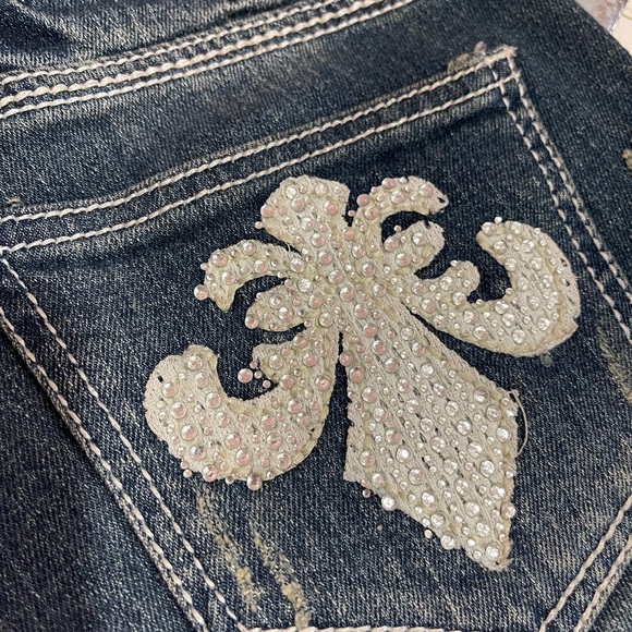 Straight Leg Rhinestone Jeans - Picture 4 of 7